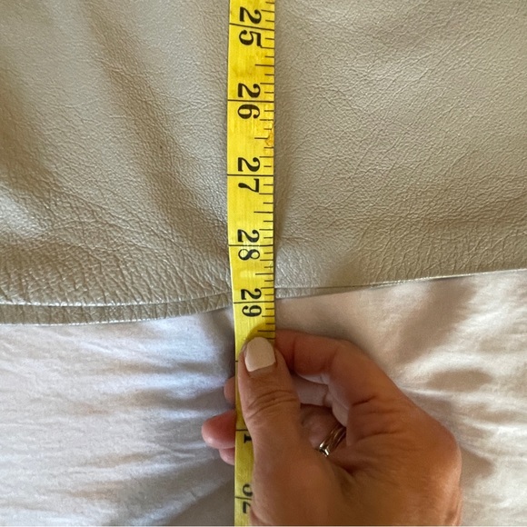 Vintage Gray Faux Leather Midi A-Line Skirt - Picture 8 of 13